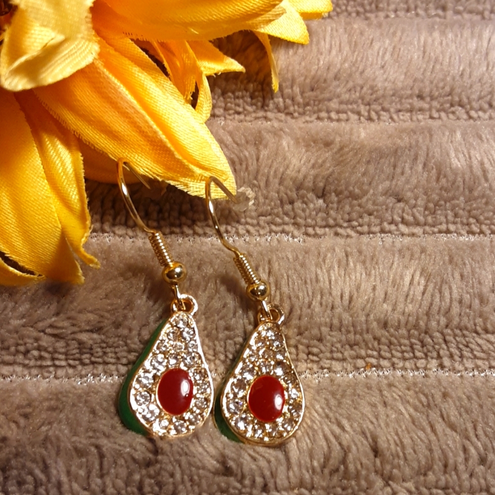 Handmade Sparkle Avacado Earrings